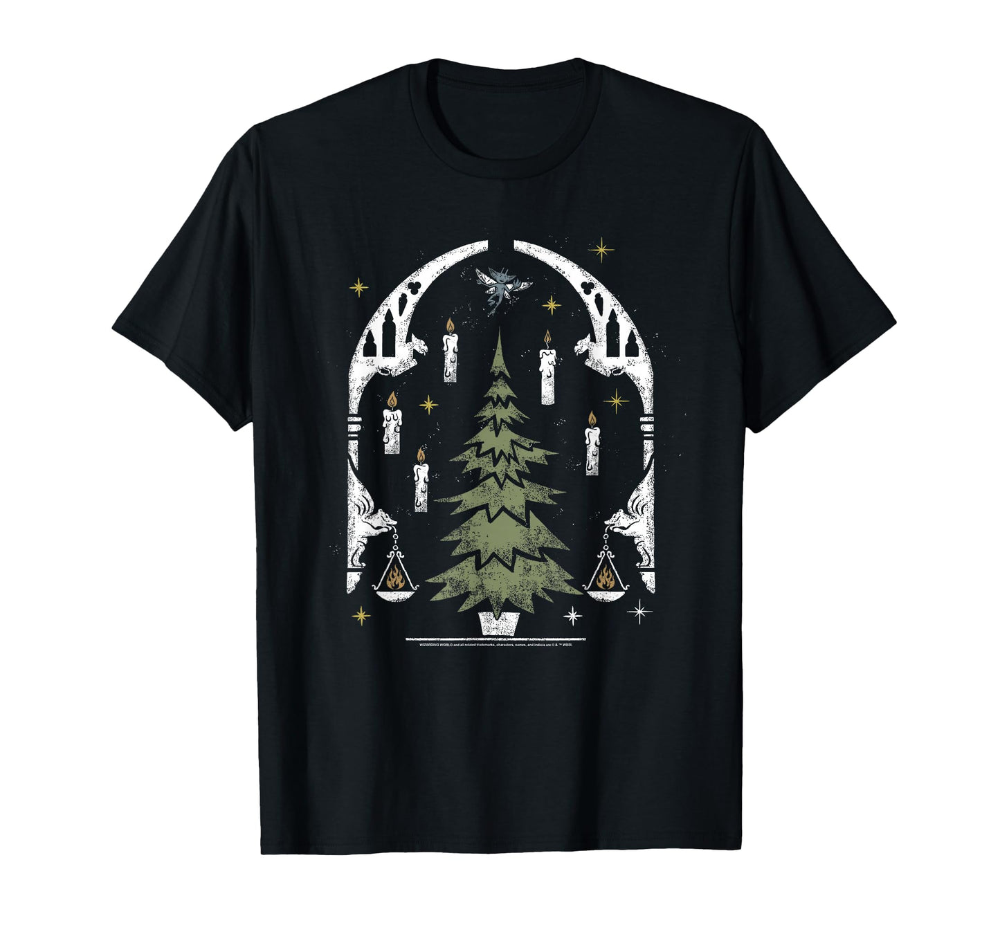 Harry Potter Hogwarts Great Hall Christmas Tree Stamp T-Shirt