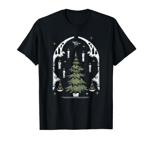 Harry Potter Hogwarts Great Hall Christmas Tree Stamp T-Shirt
