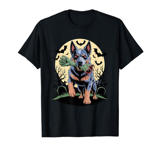 Halloween Moon Zombie Hand Australian Cattle Dog T-Shirt