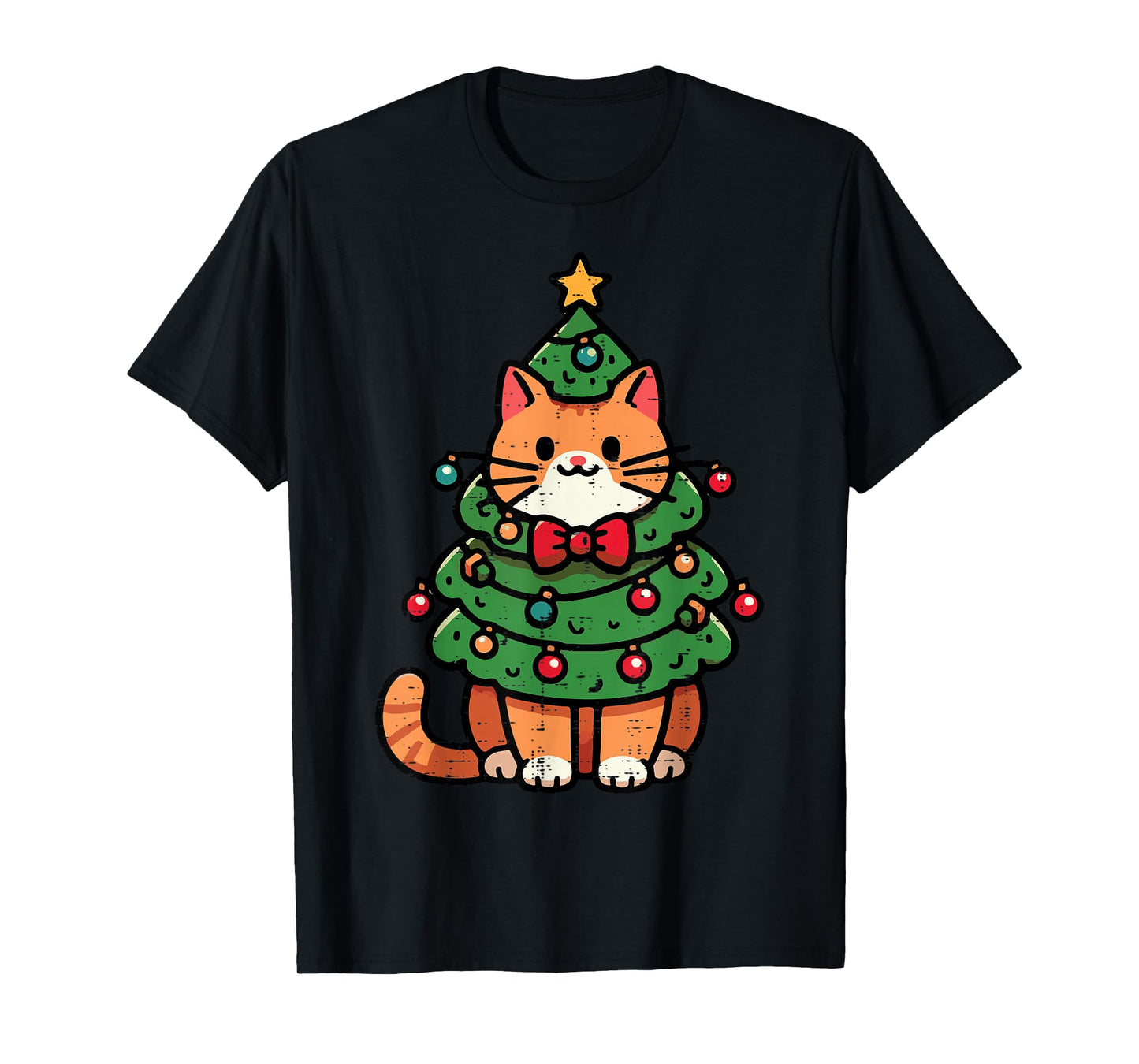 Ginger Cat Christmas Tree Cute Xmas Girls Kids Toddler Women T-Shirt
