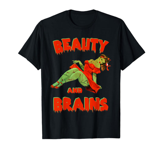 Zombie Pin Up Girl Halloween Beauty Brains Model Cute T-Shirt