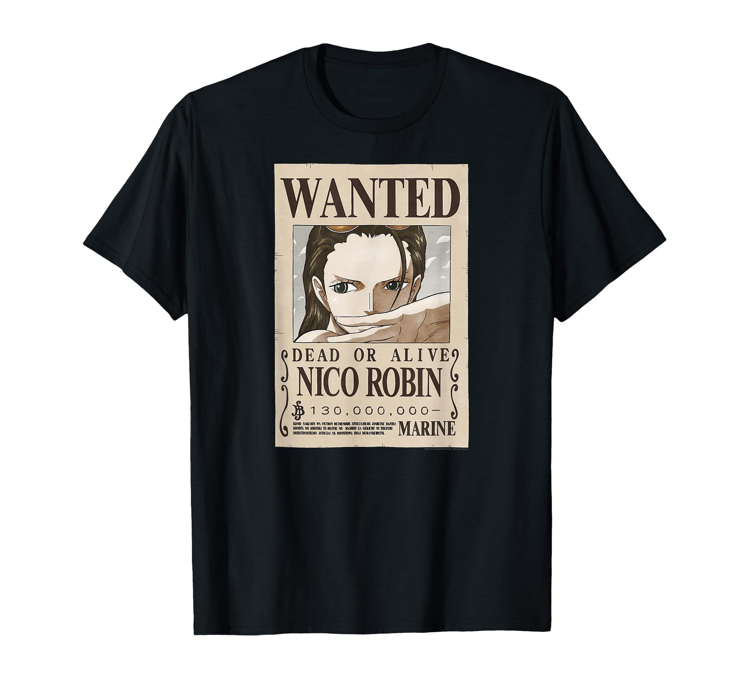 One Piece Anime Nico Robin Wanted Poster T-Shirt