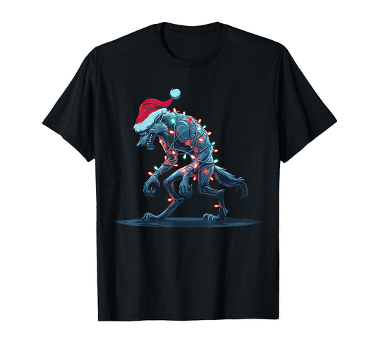 Funny Werewolf Christmas Graphics Animal Lights Lover T-Shirt