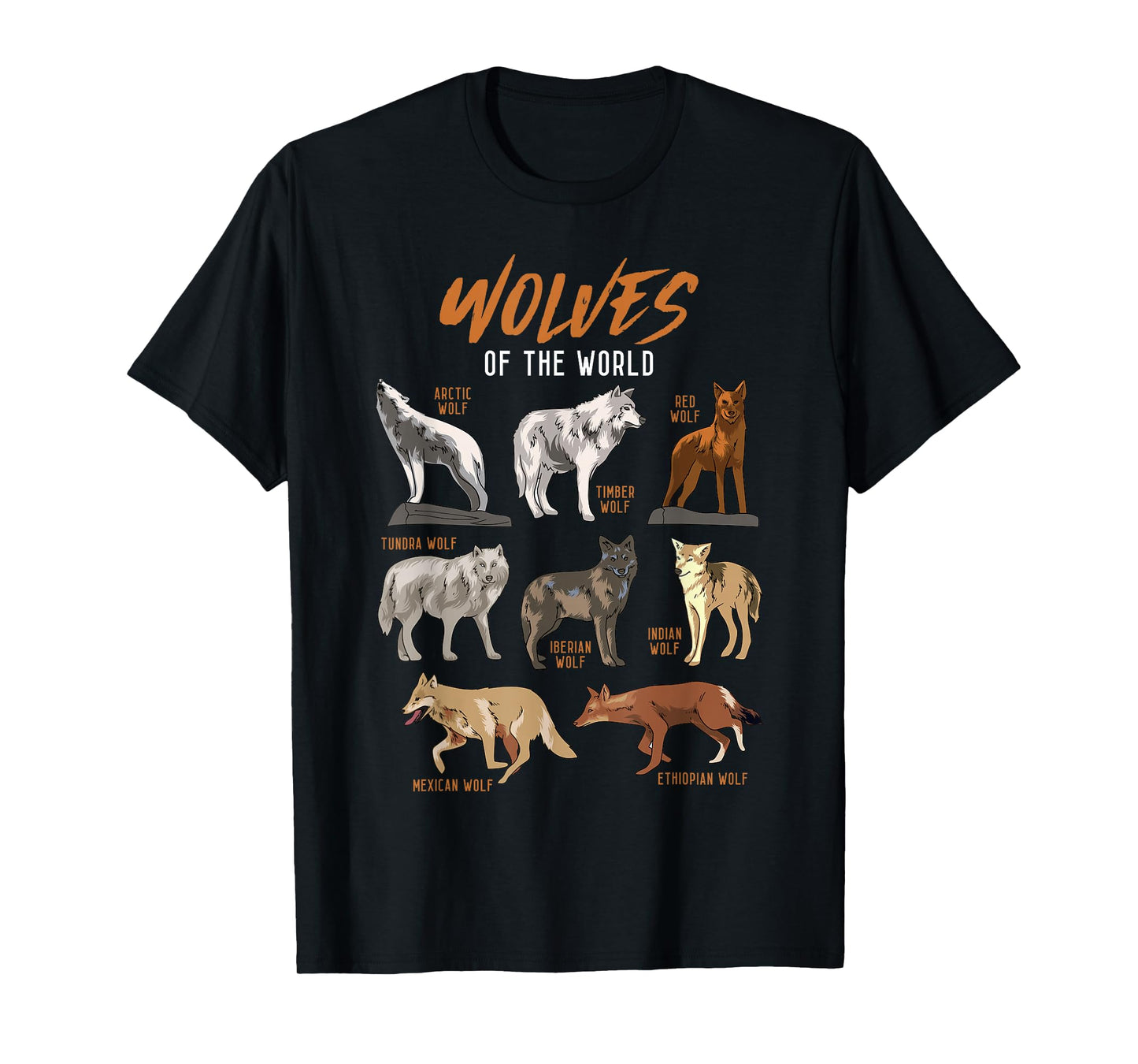 Wolves Animals of the World Wolf Lover Hunter Educational T-Shirt
