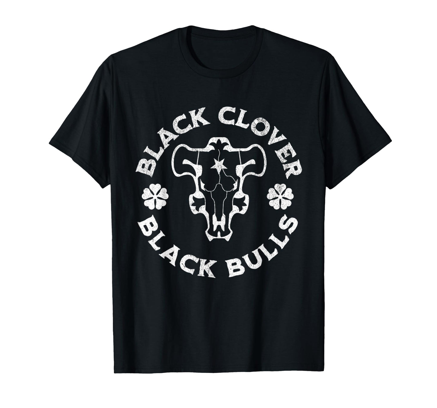 Distressed Black Anime Clover Black Bulls T-Shirt