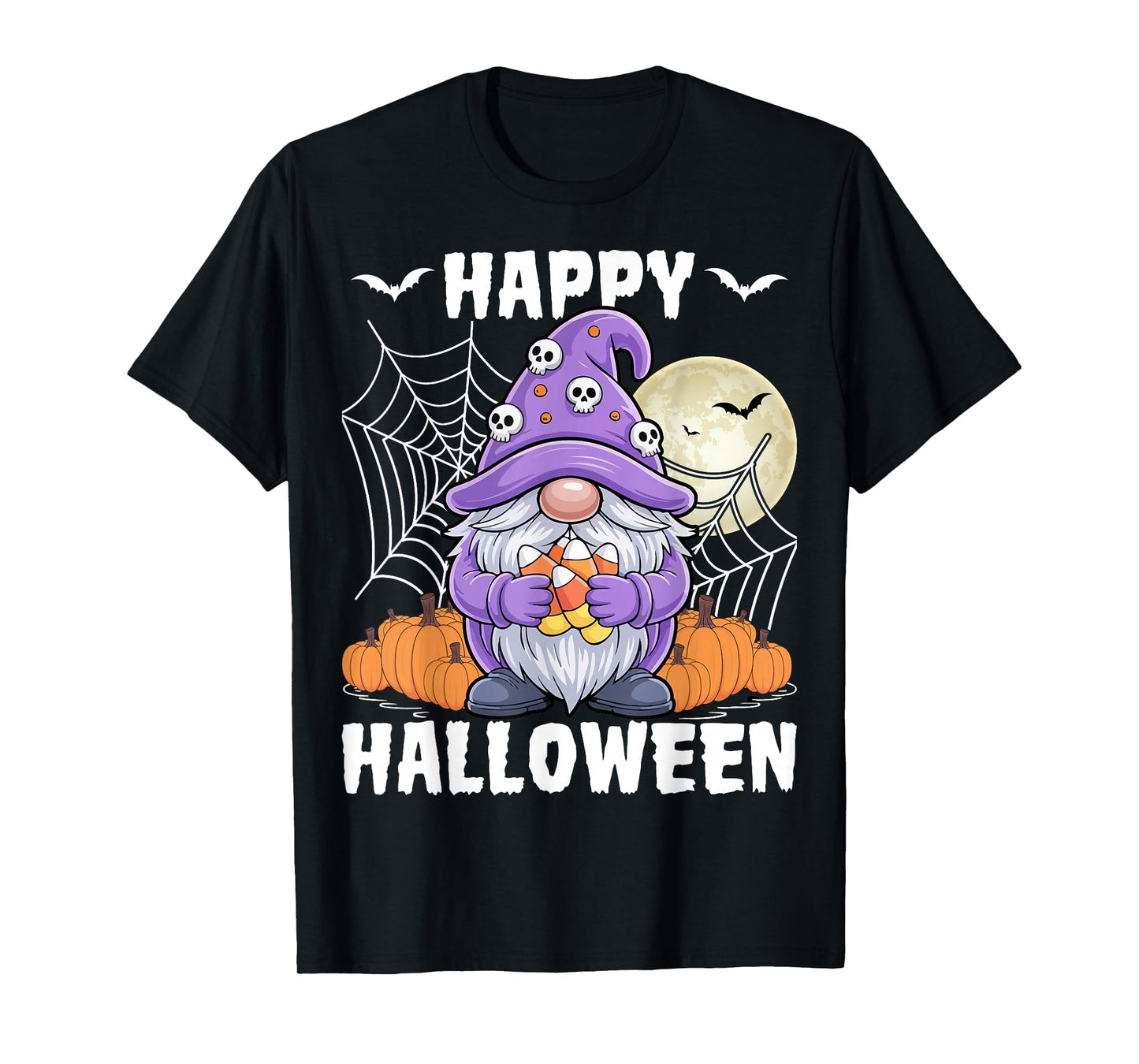 Happy Halloween Spooky Ghost Witches Candy Corn Gnomes T-Shirt