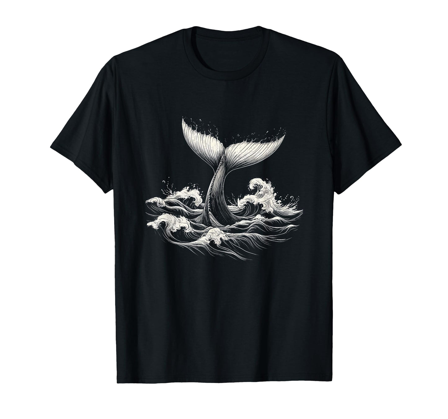 Whale Tail in Wave Graphic Design T-Shirt