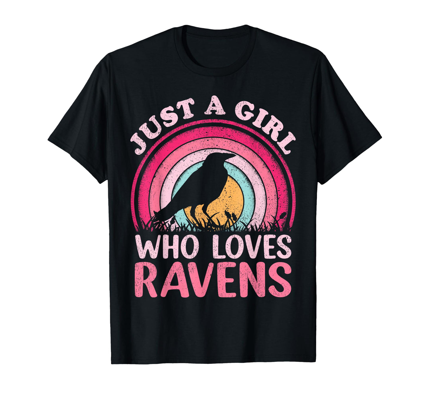 Raven Bird Vintage Retro Just A Girl Who Loves Ravens T-Shirt