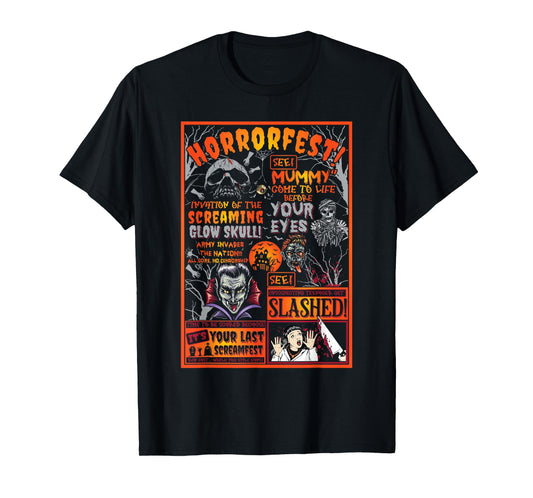 Horrorfest Horror Movie Poster Halloween Costume Vintage T-Shirt