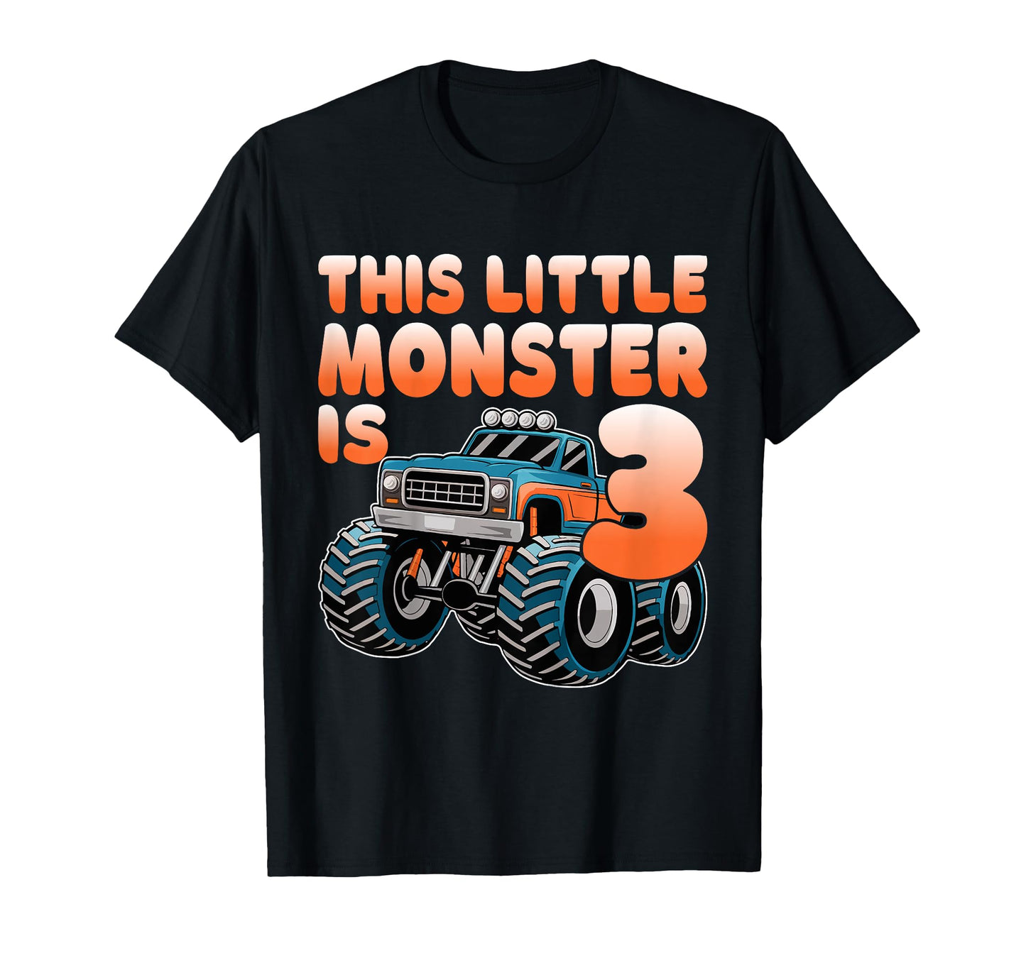 This Little Monster Is 3 Kids 3rd Birthday Monster Truck T-Shirt