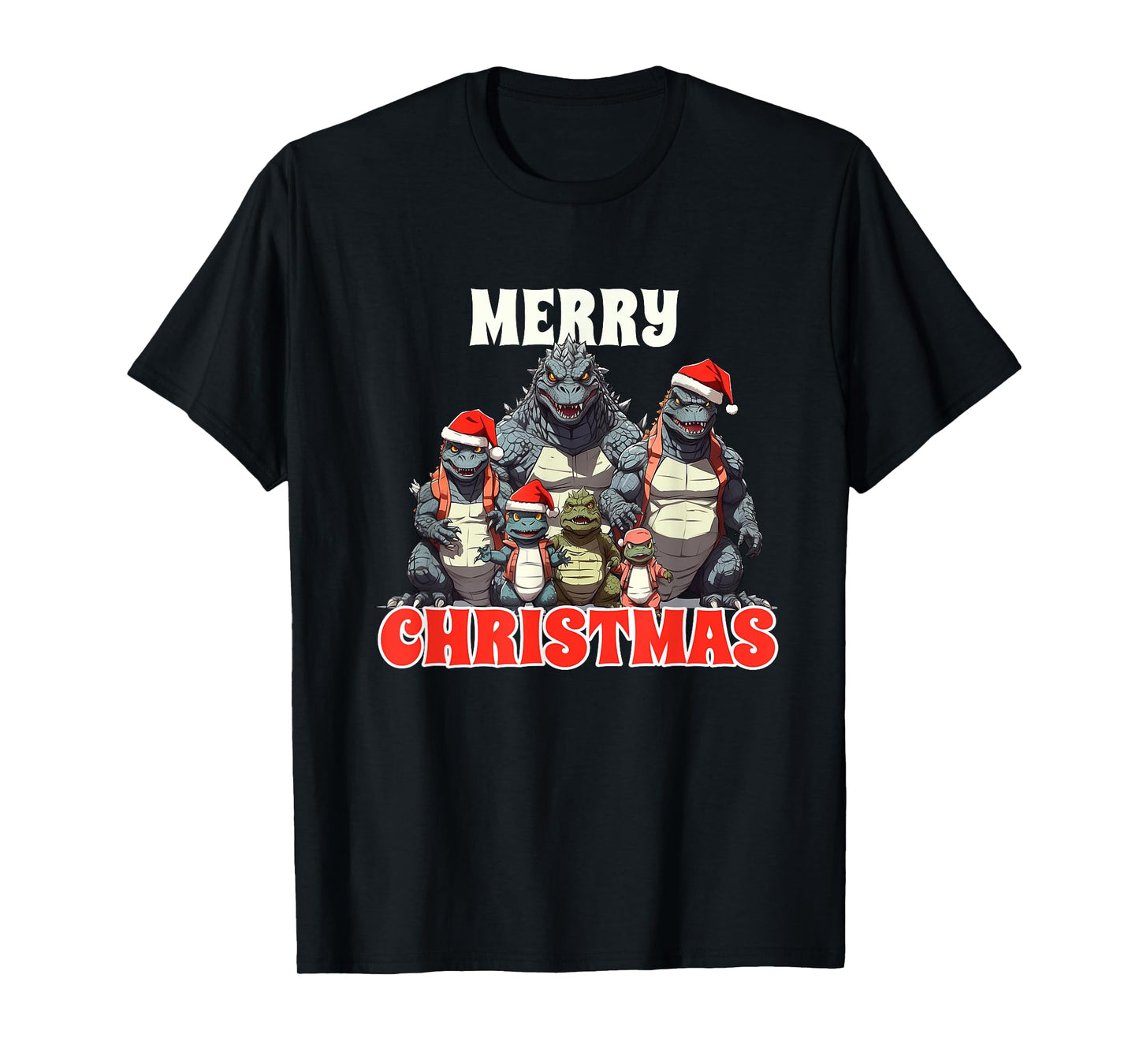 Family Christmas Greetings From Kaiju Japanese Monster Zilla T-Shirt