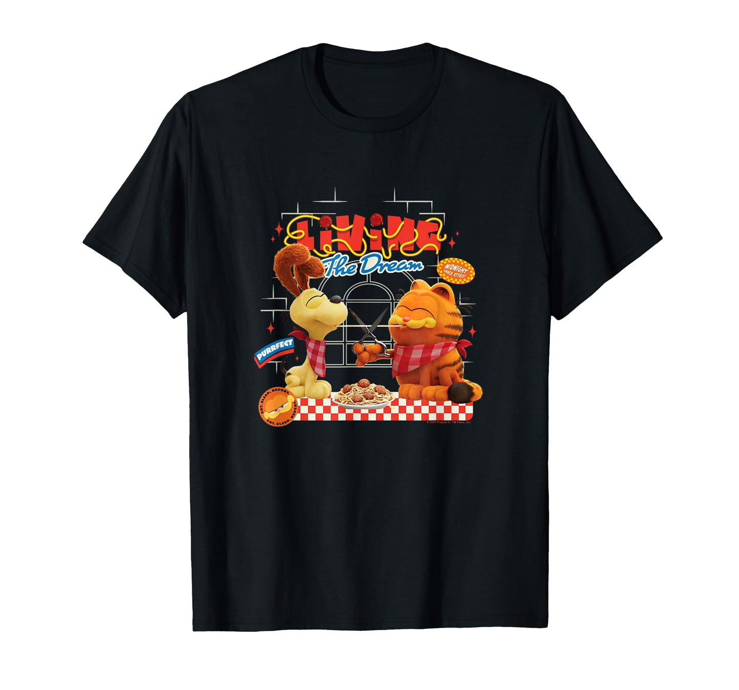 The Garfield Movie Living The Dream Garfield & Odie Pasta T-Shirt