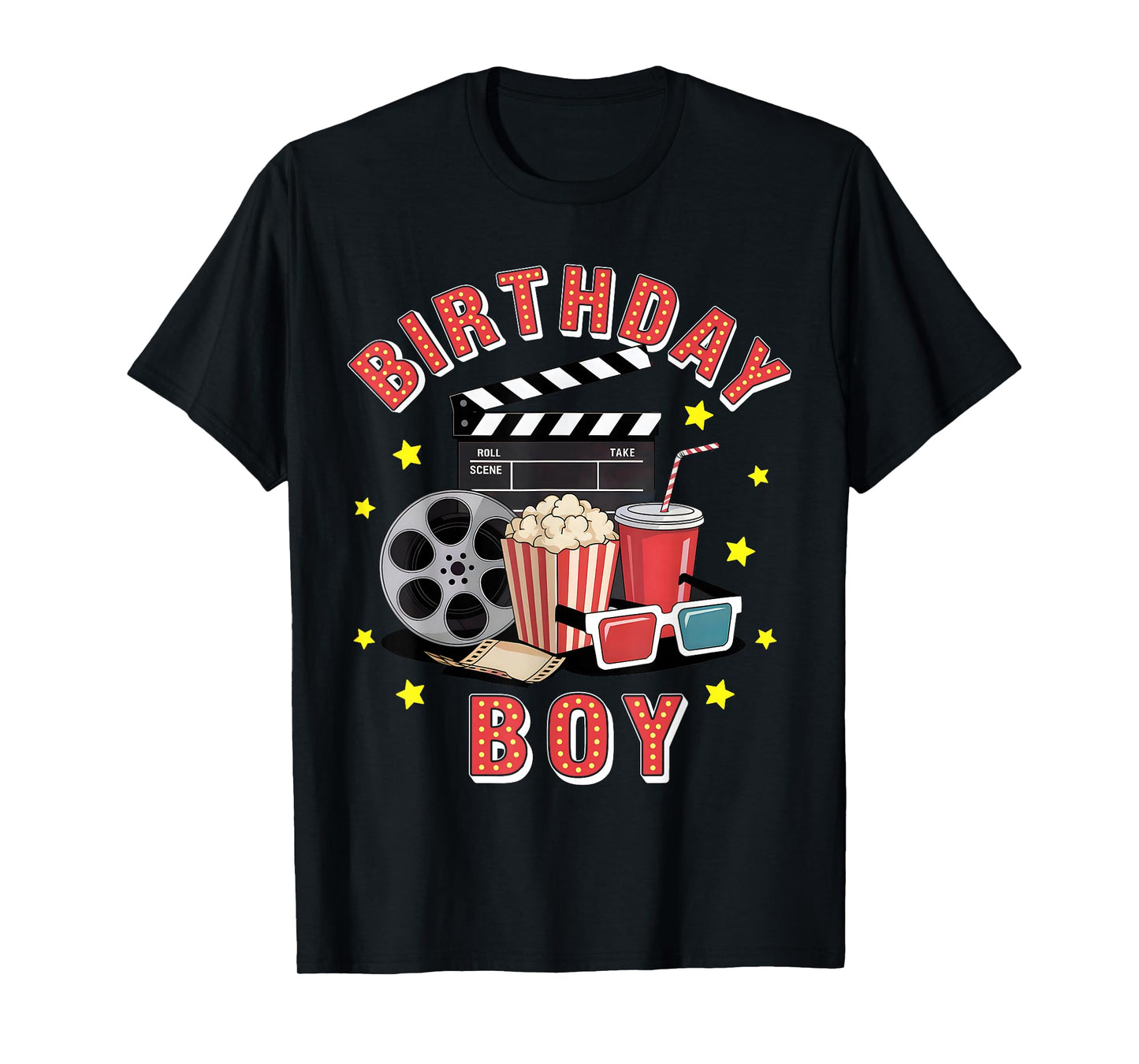 Birthday Boy Movie Night Theme Matching Party T-Shirt