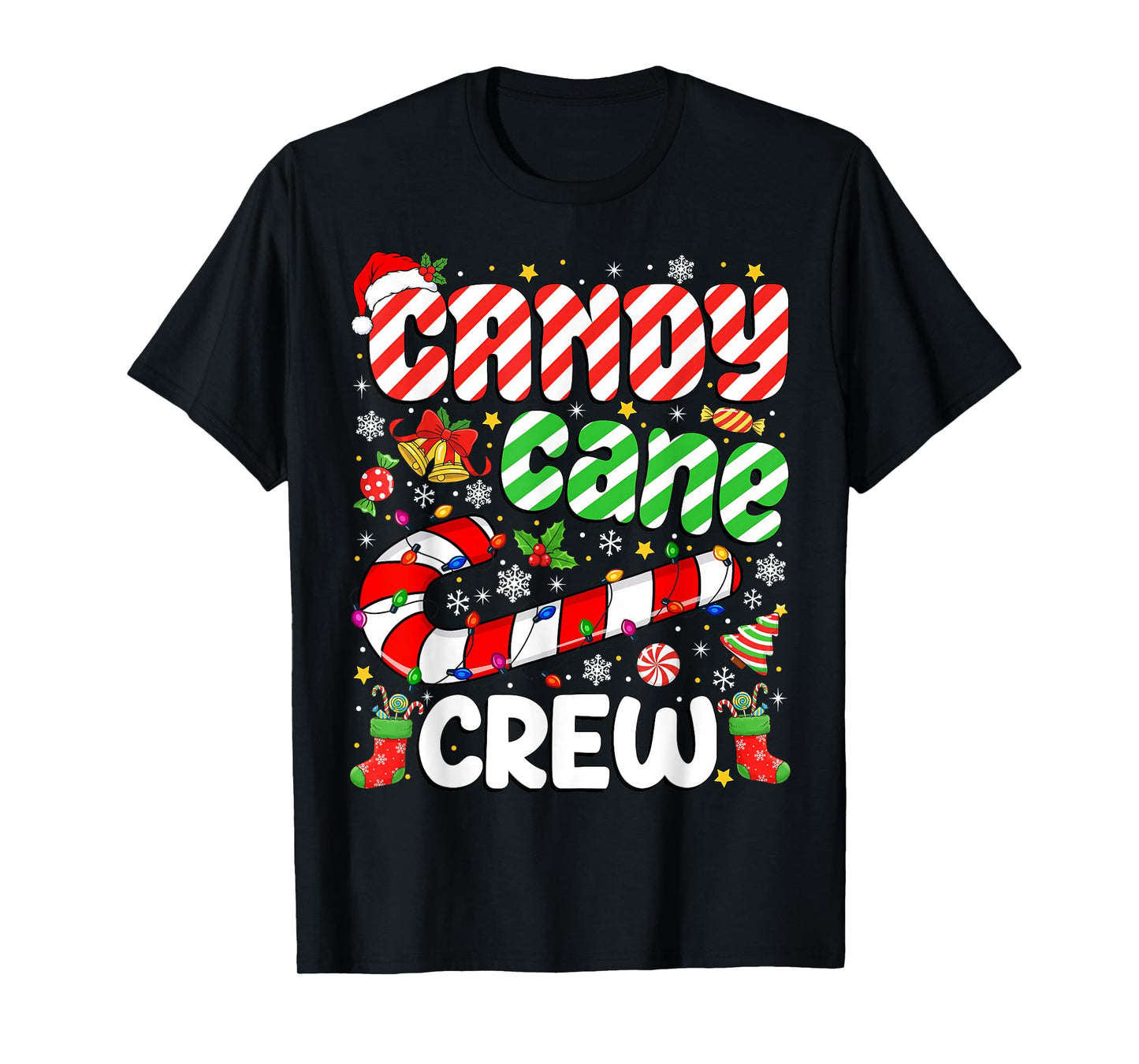 Candy Cane Crew Christmas Matching Family Pajama Candy Lover T-Shirt