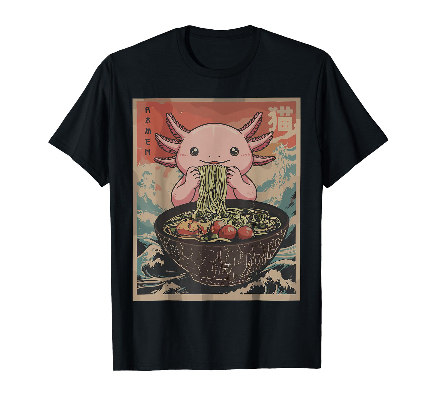 Ramen Japanese Graphic Tees Axolotl Anime Shirts for Men T-Shirt