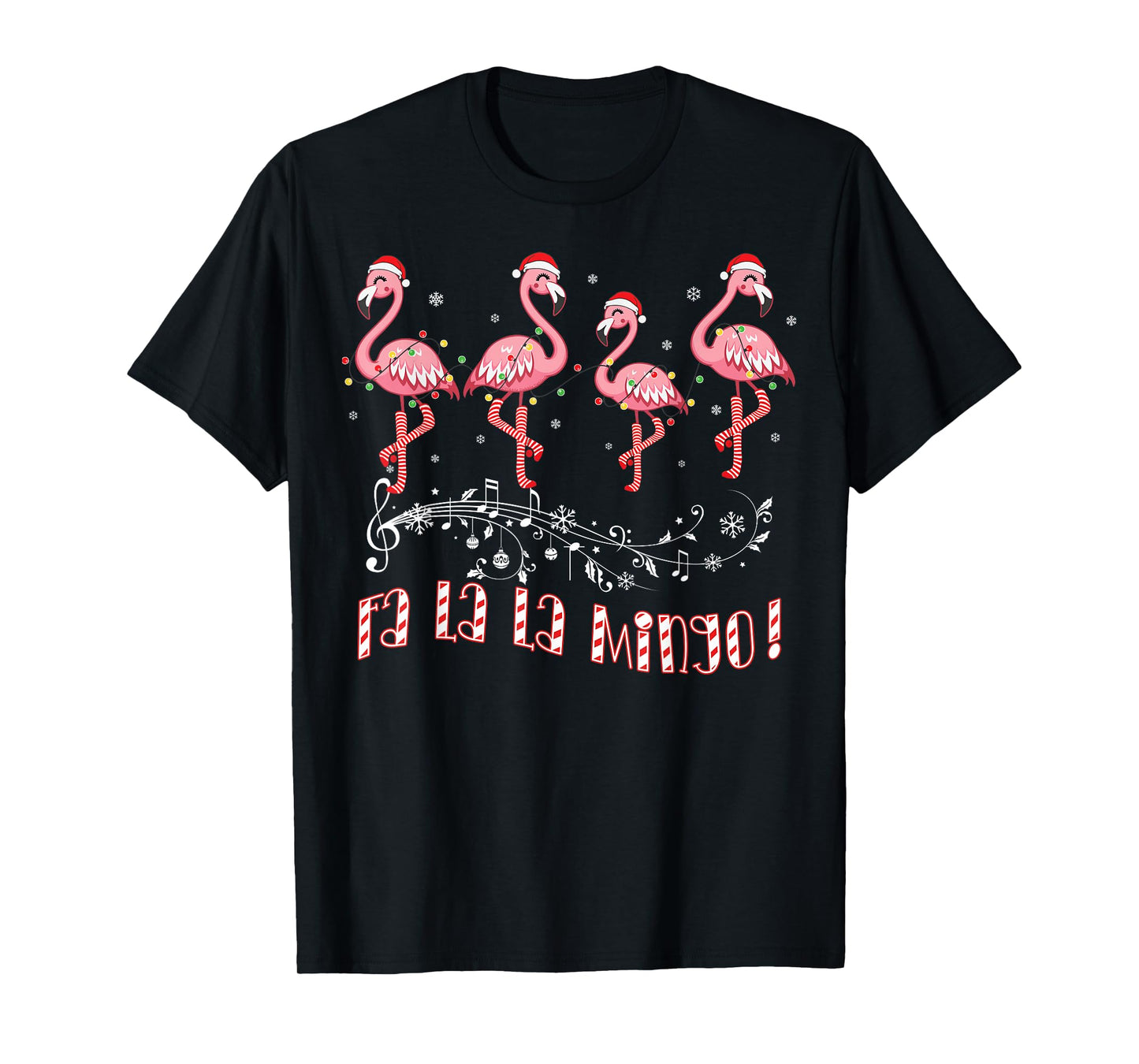 Candy Cane Flamingoes Fa La La MINGO Flamingo Christmas T-Shirt