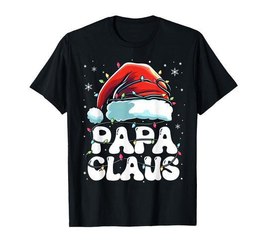 Groovy Papa Claus Christmas Lights Family Xmas Pajama T-Shirt