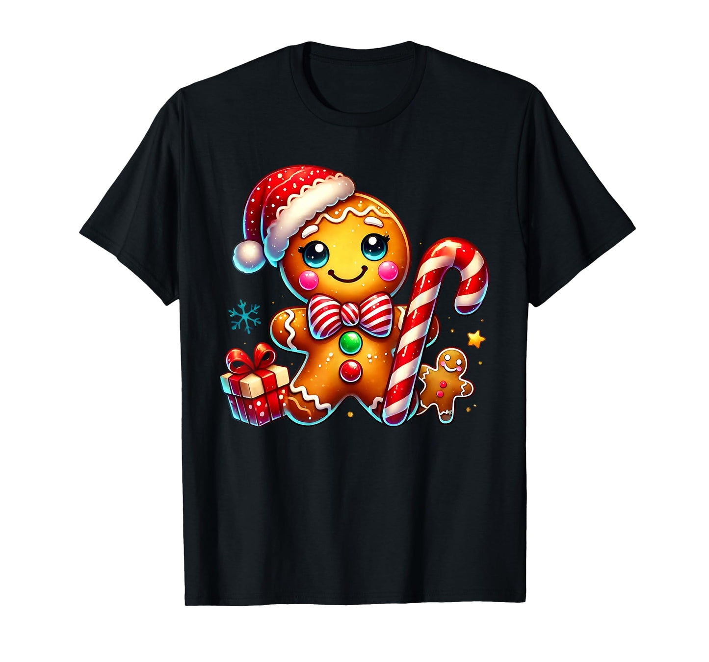 Gingerbread Man Candy Cane Xmas Pajamas Holiday Christmas T-Shirt