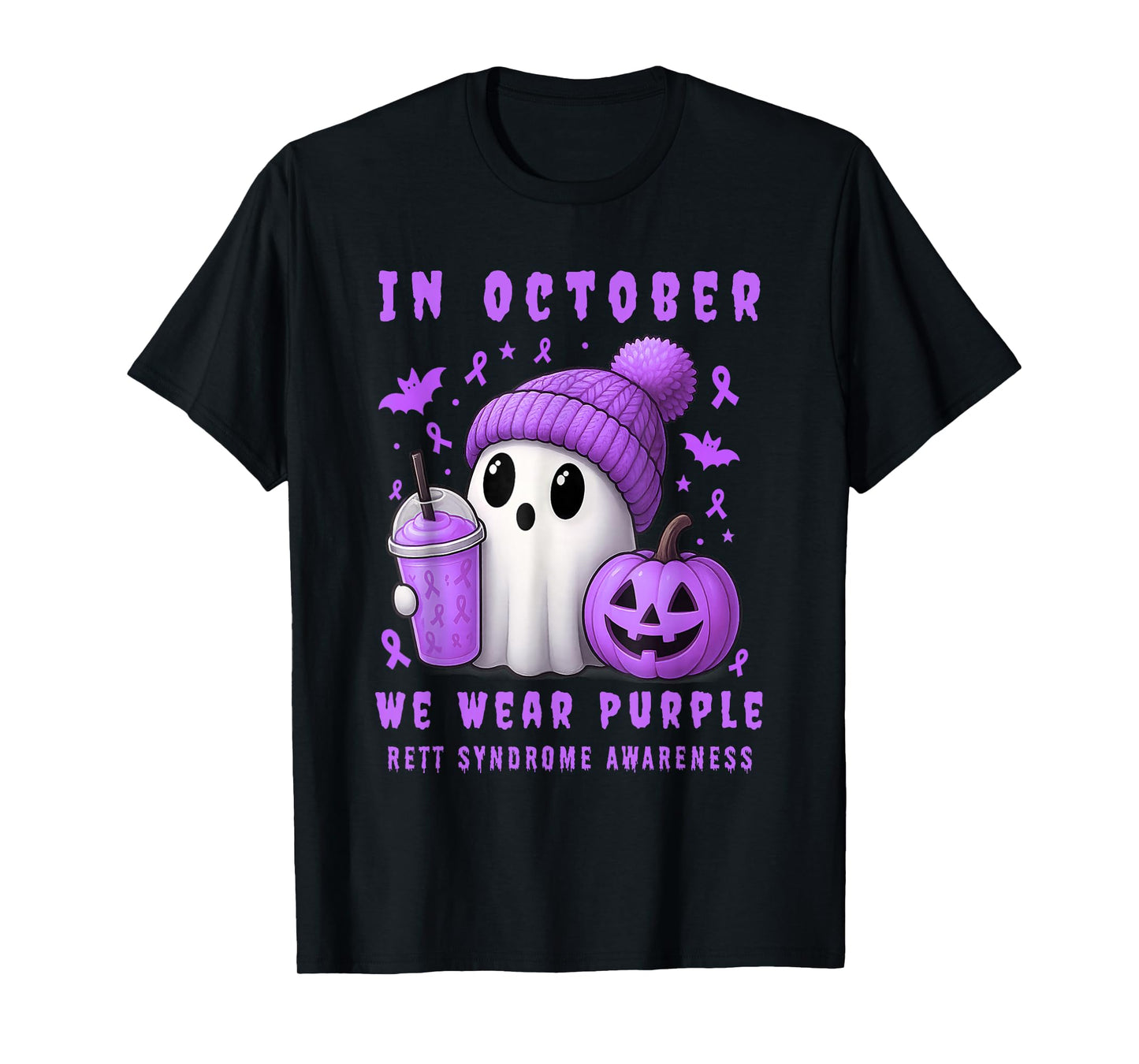 Halloween Boo Rett Syndrome Awareness in October Purple T-Shirt
