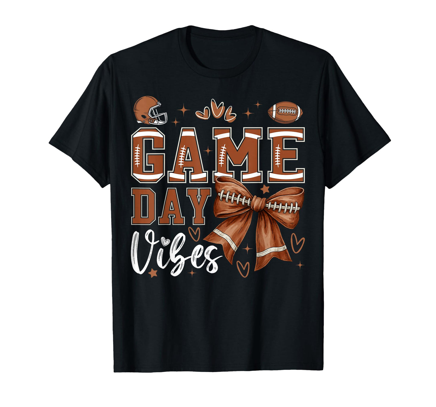 Game Day Vibes Football Coquette Bow Football Girl T-Shirt