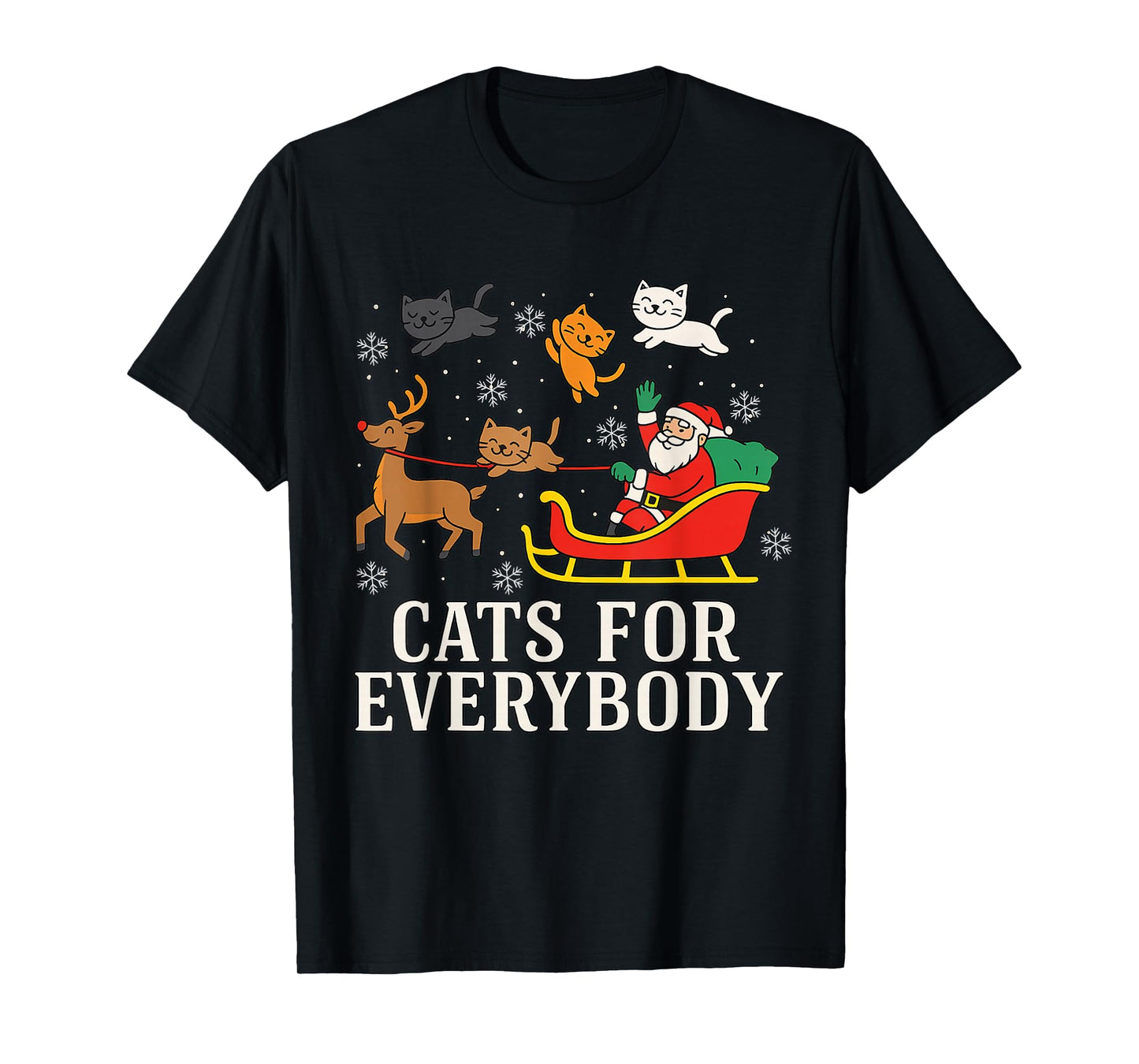 Cats for Everybody Christmas Cat Funny Xmas Women Santa T-Shirt