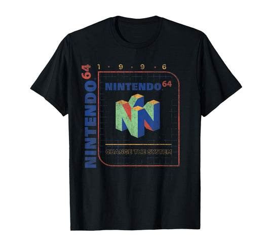 Nintendo 64 Change The System 1996 Vintage Retro Cube Logo T-Shirt