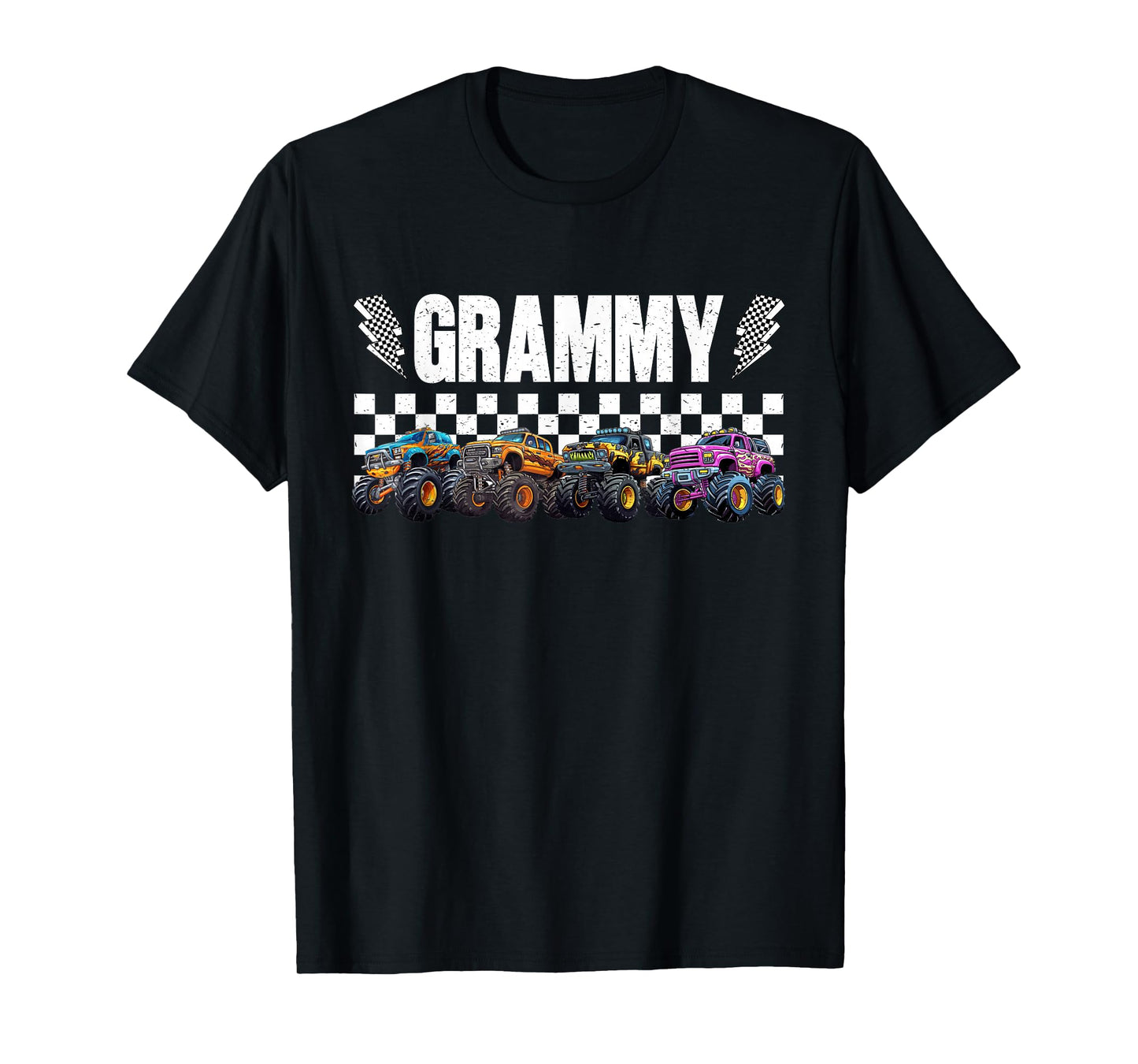 Grammy Retro Monster Truck Family Crew Birthday Matching T-Shirt