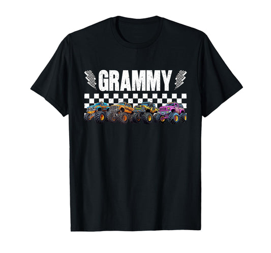 Grammy Retro Monster Truck Family Crew Birthday Matching T-Shirt