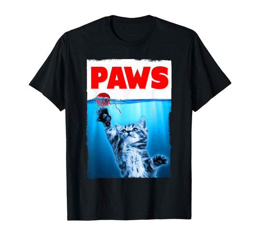 Paws Cat Parody Chasing String Ball T-Shirt