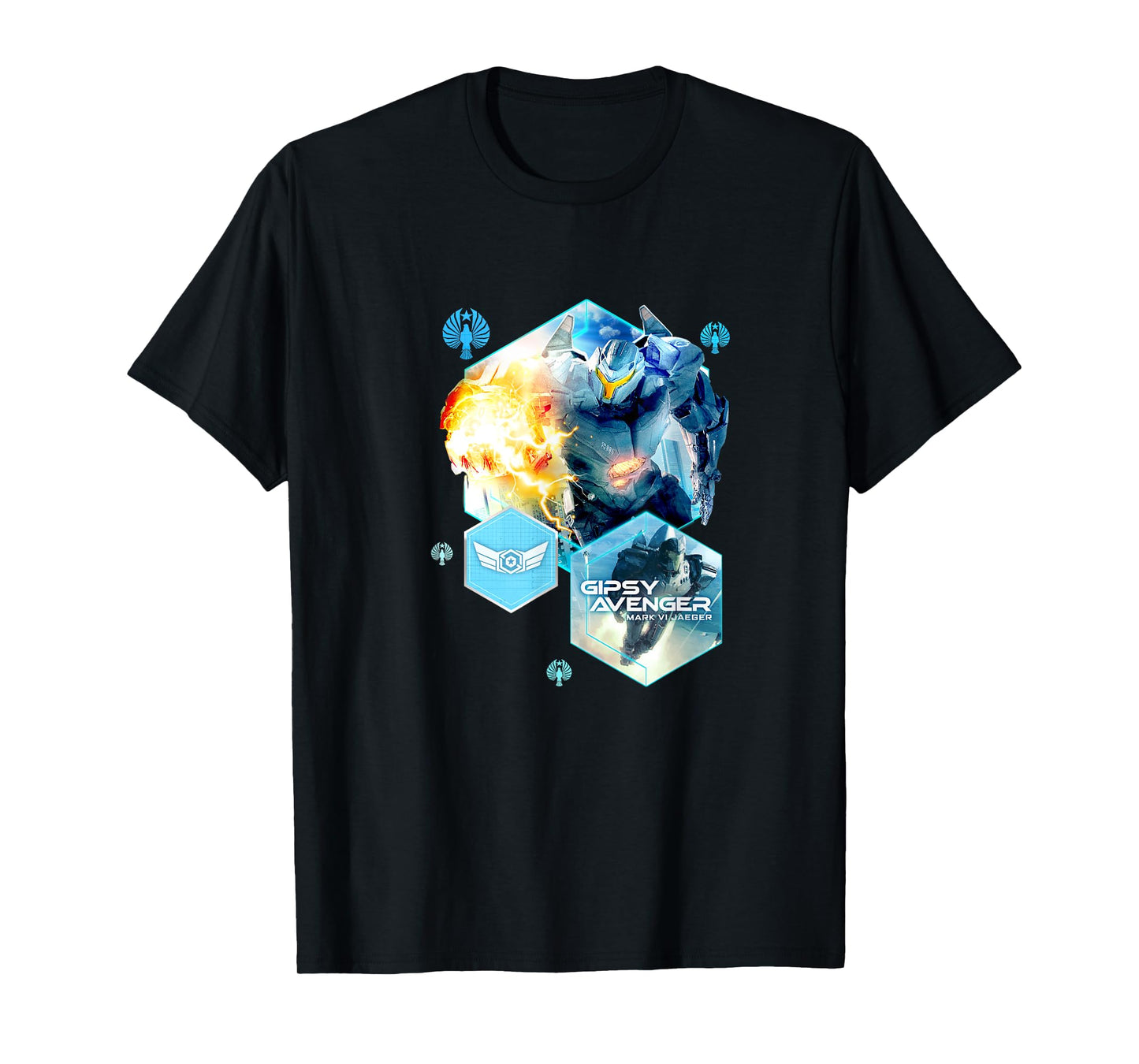 Pacific Rim Gipsy Avenger Flight T-Shirt - Black, Unisex-Adults, Short Sleeve, Small