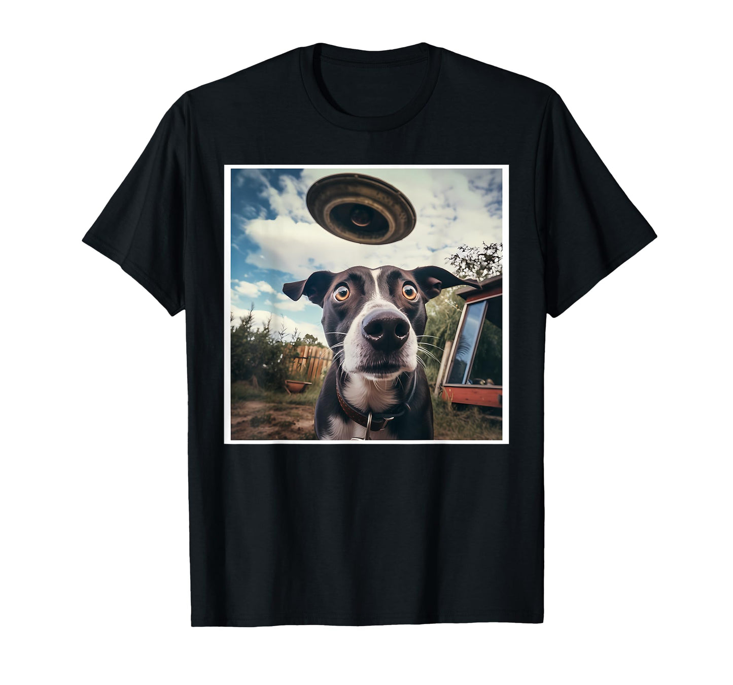 Dog Selfie with UFOs Alien Extraterrestrial UFO Believer T-Shirt