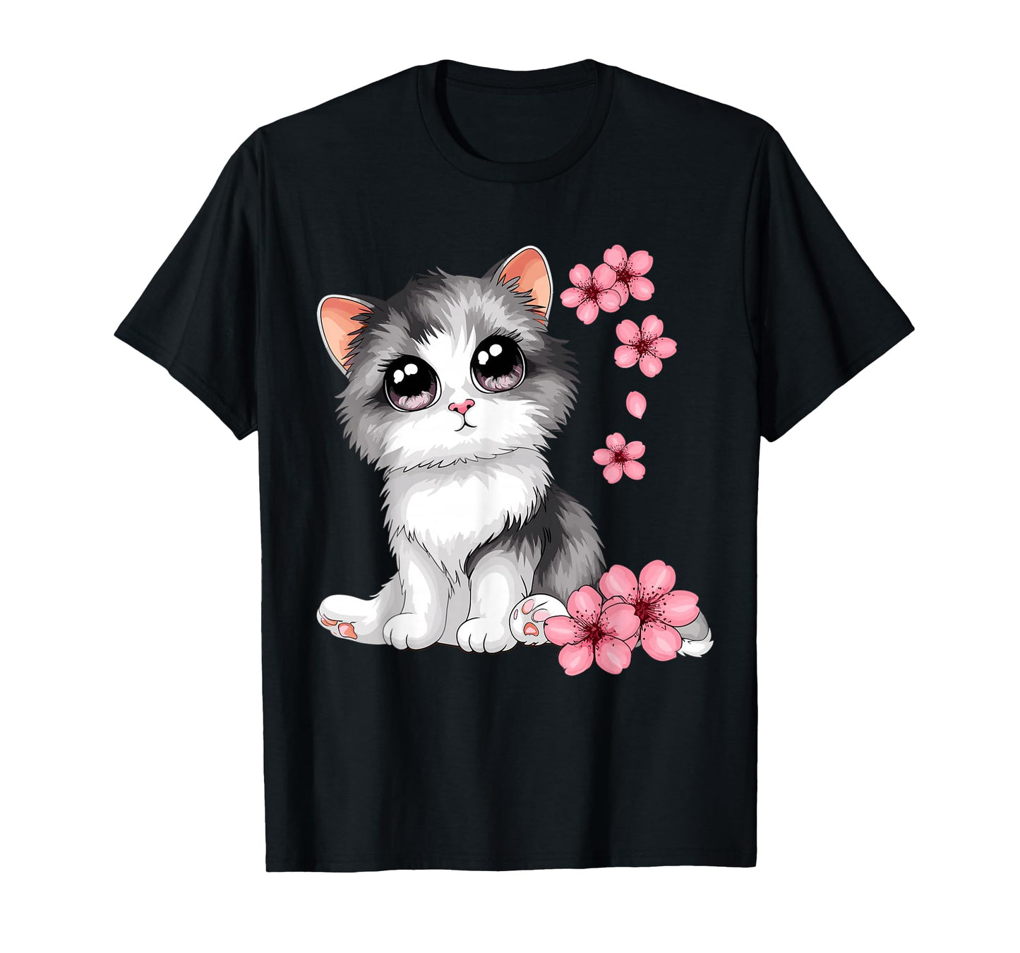 Cute Cat With Cherry Blossoms Cat T-Shirt