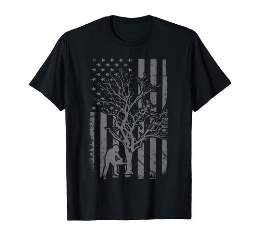 Tree Cutter American Flag Chainsaw Operator Arborist Patriot T-Shirt