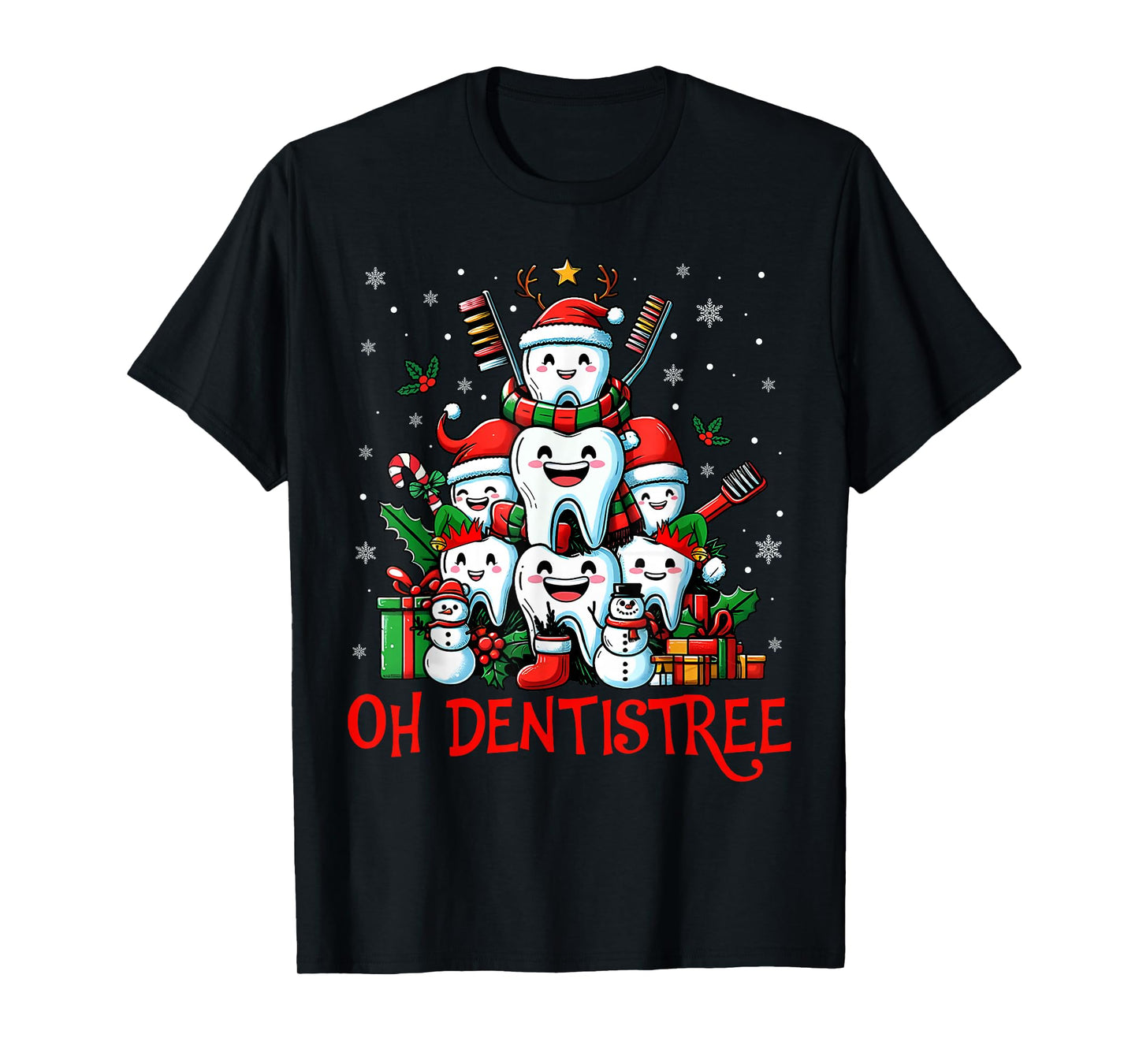 Oh Dentistree Teeth Dentistry Dental Dentist Christmas Tree T-Shirt