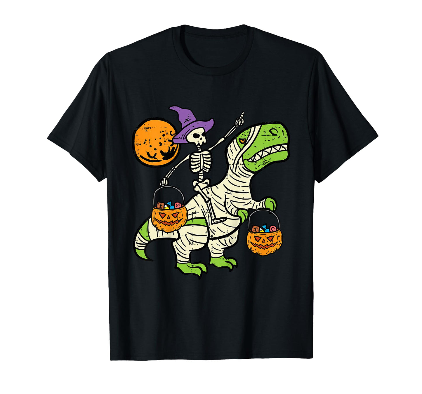 Kids Skeleton Dino Pumpkin Halloween Costume Toddler Boys Kids T-Shirt