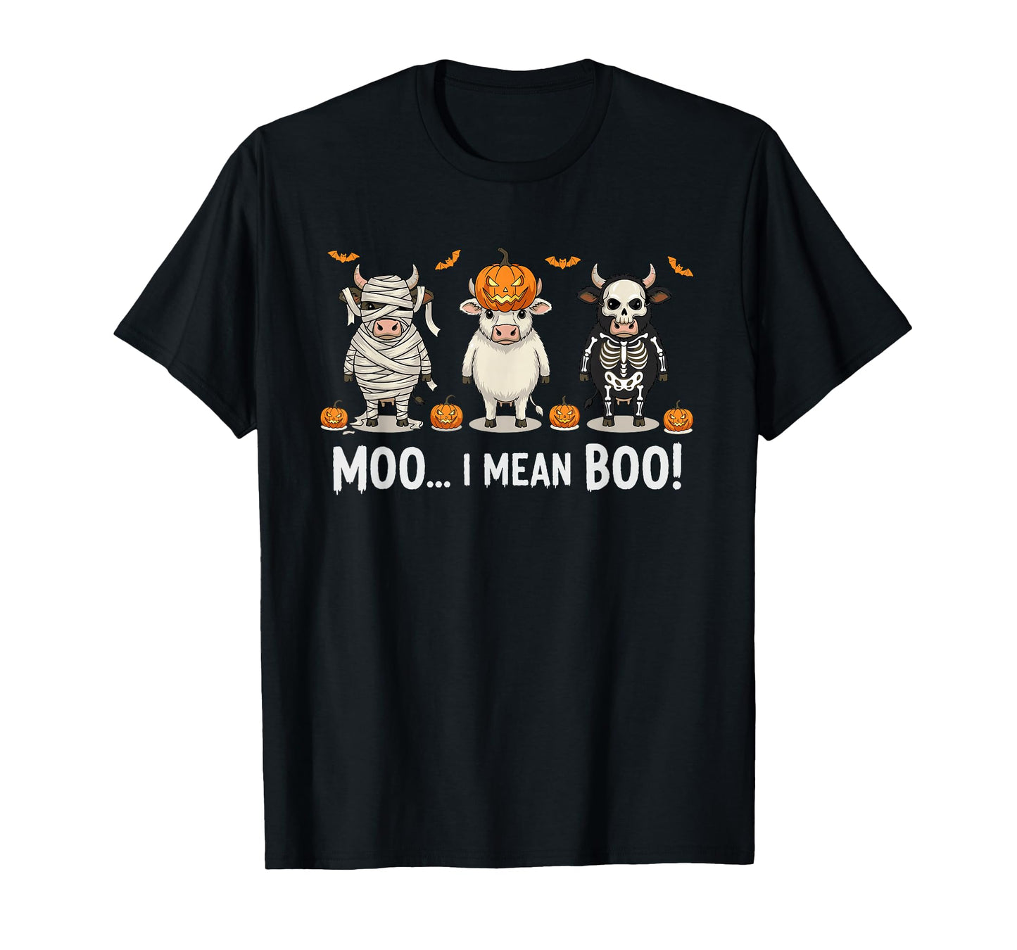 Skeleton Cow Moo Boo Halloween Costume Spooky Lover Funny T-Shirt