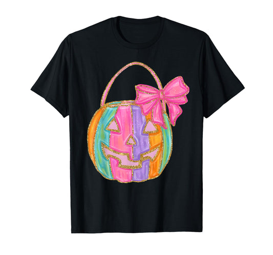 Coquette Bow Jack O Lantern Spooky Season Happy Halloween T-Shirt