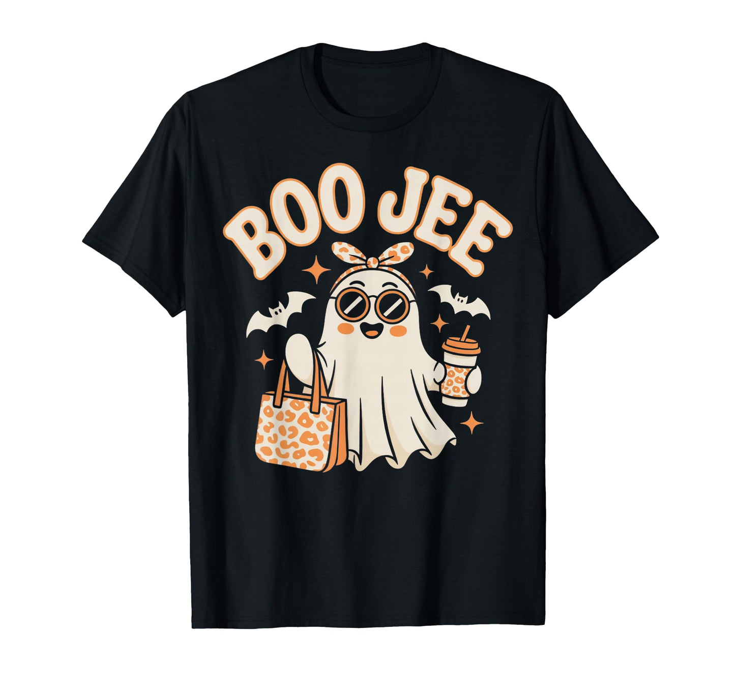 Boo JEE Coquette Leopard Boujee Halloween Ghost T-Shirt