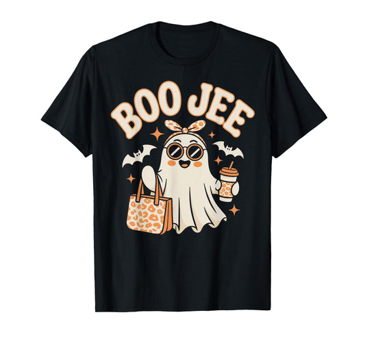 Boo JEE Coquette Leopard Boujee Halloween Ghost T-Shirt