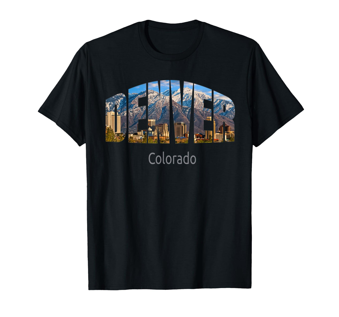 World's Best Cities Denver Colorado T-Shirt - Unisex Adults - Black - Short Sleeve - Small