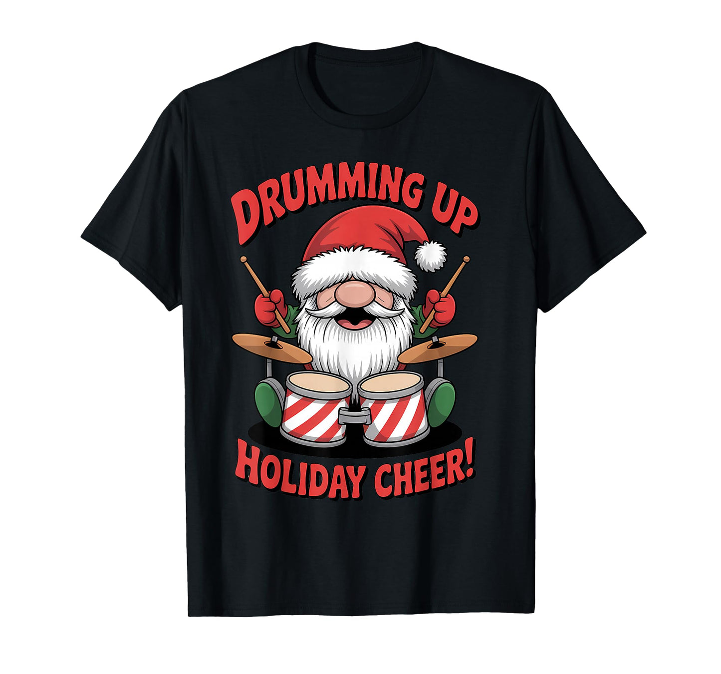 Funny Christmas Drummer Gnome Drumming for Men Women Kids T-Shirt