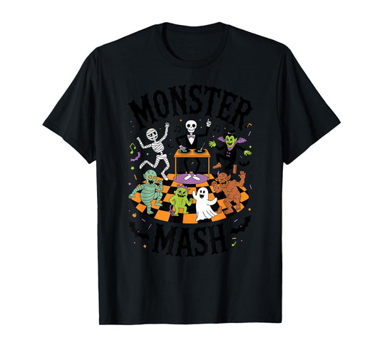 Monster Mash Halloween Party Dancing Monsters DJ Skeleton T-Shirt