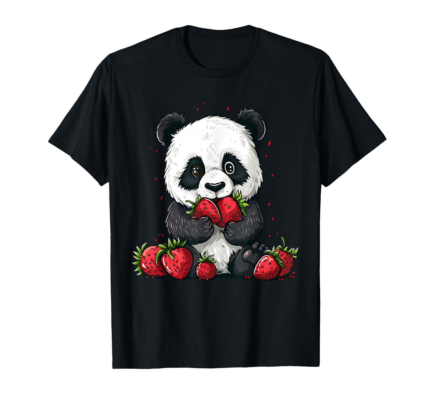 Strawberry Panda Bear Strawberries Cute Panda Bear Artwork T-Shirt