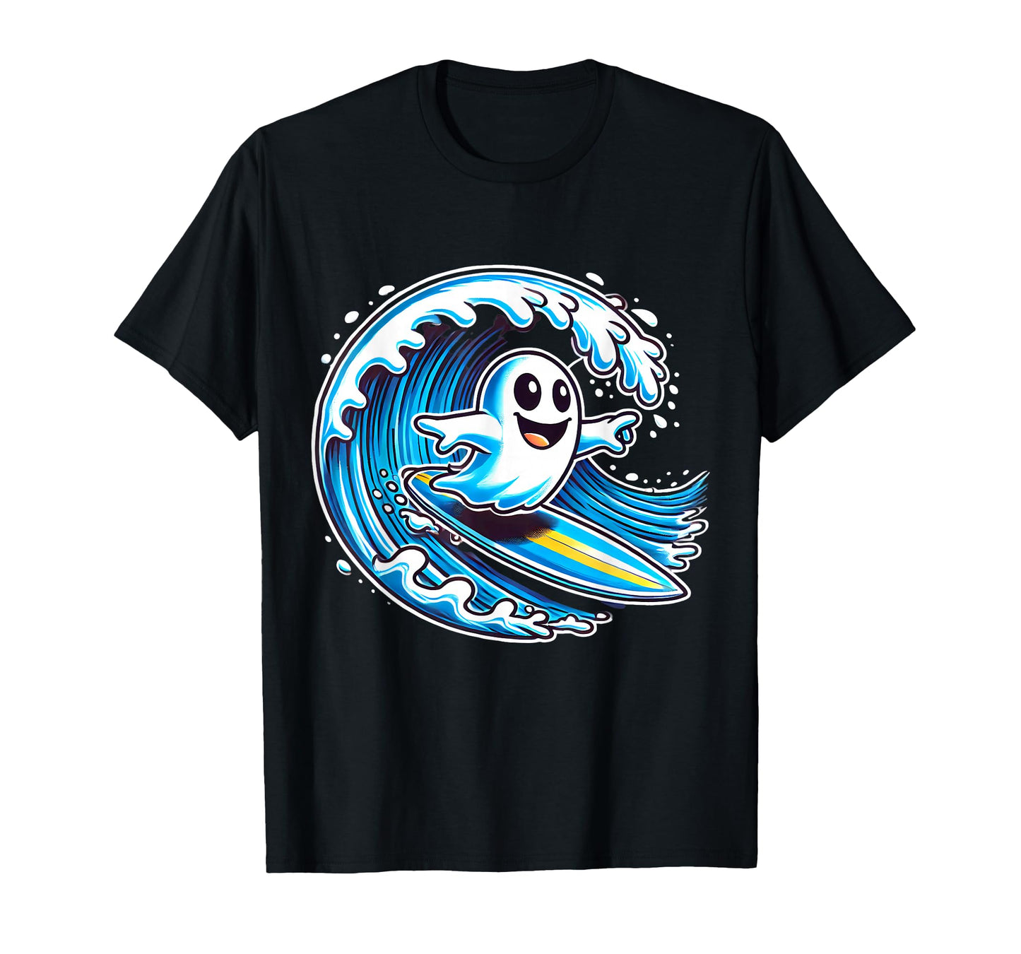 Ghost Surfing Surfer Halloween Men Women T-Shirt