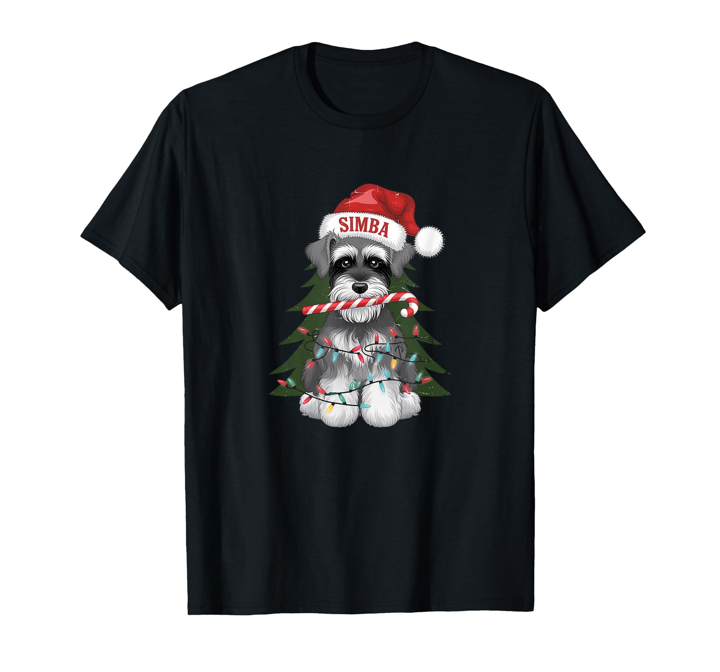 Funny Puppy Dog Christmas Holiday with Candy Cane T-Shirt