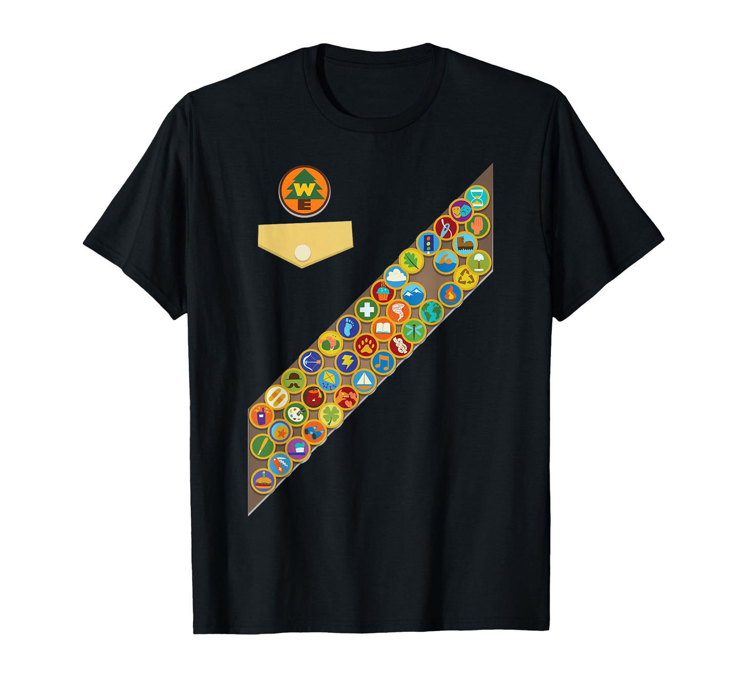 Disney Pixar Up Russell Badges Chest Patch Halloween T-Shirt Small