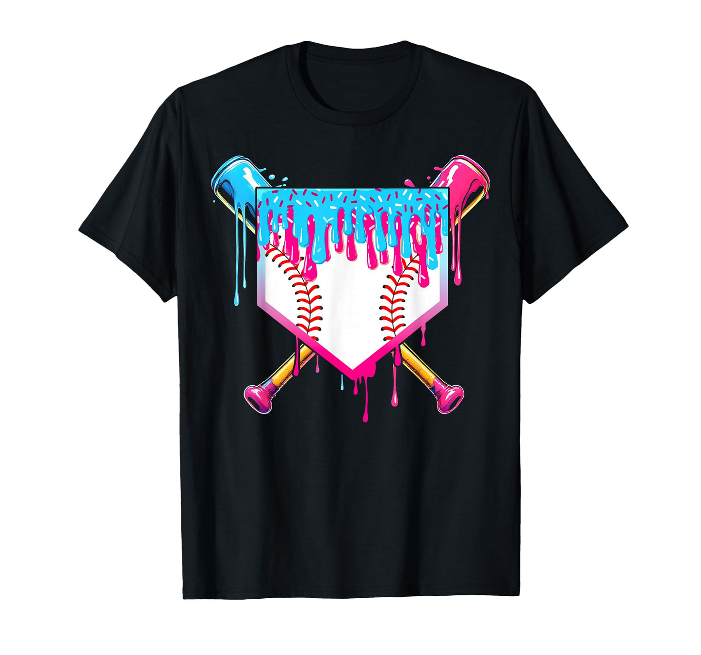 Baseball Drip Boy Ice Cream Sprinkle Youth Baseball Birthday T-Shirt