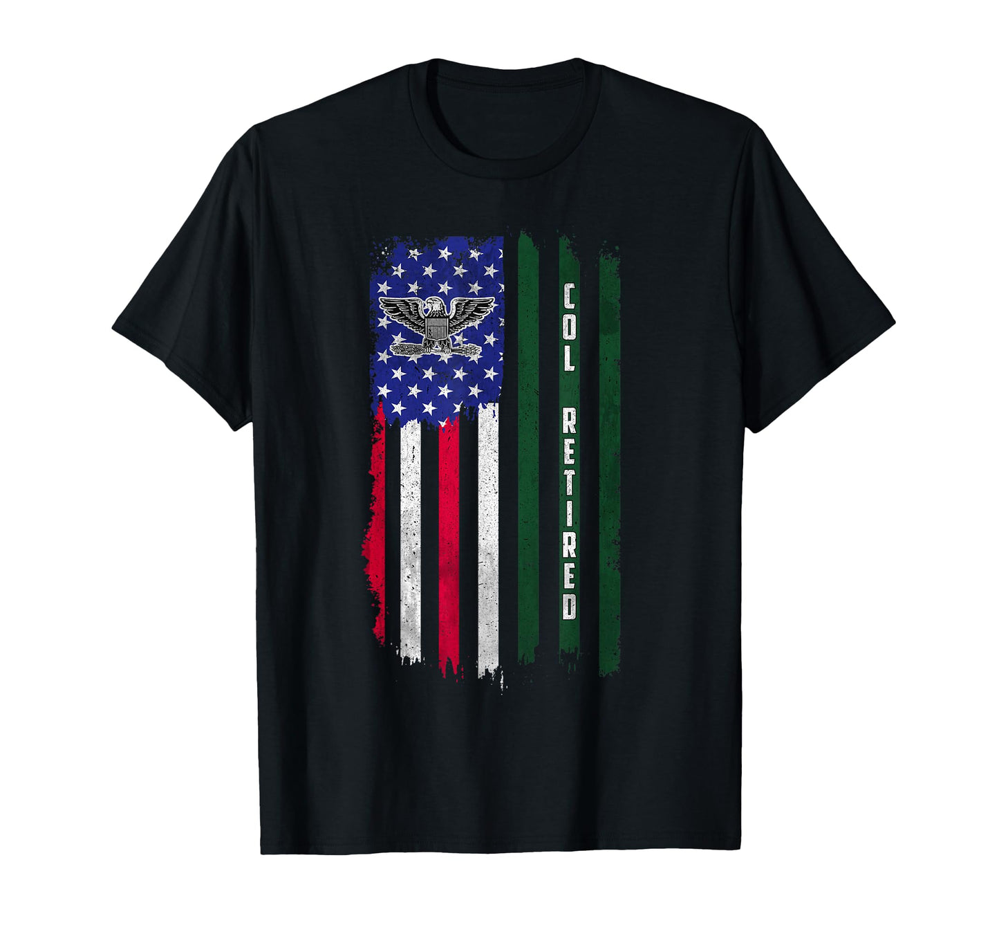 Retired O6 Colonel COL Rank American Flag Veterans Day Papa T-Shirt