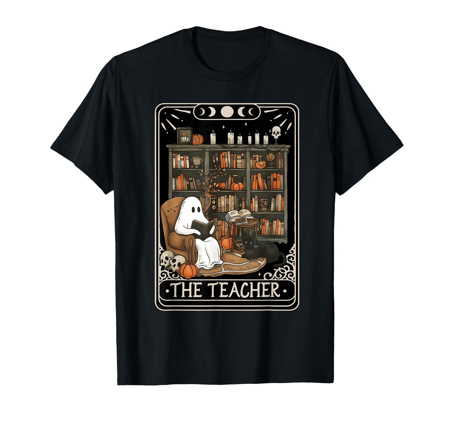 The Teacher Funny Ghost Book Reading Books Lover Halloween T-Shirt