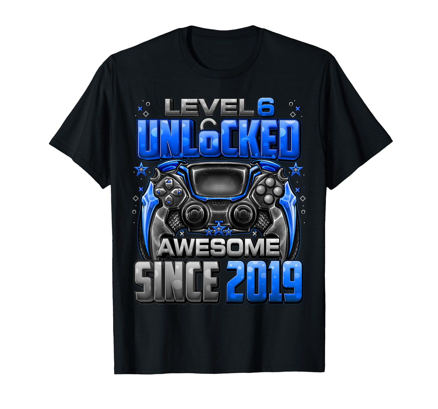 Level 6 Unlocked Awesome Since 2019 6th Birthday Gaming T-Shirt